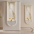 Modern Background Wall Design with Marble Texture and Gold Accent in Elegant Interior 3d model