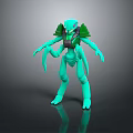 Green Game Movie Character 3D Model With Multiple Limbs And Armored Exoskeleton 3d model