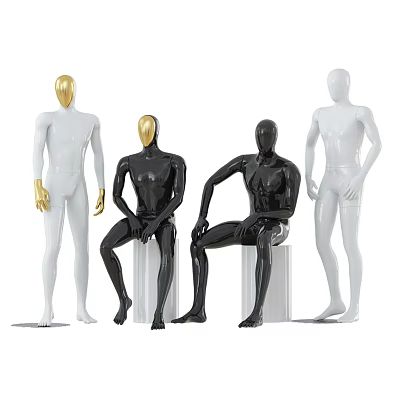 Four abstract male models 3d model