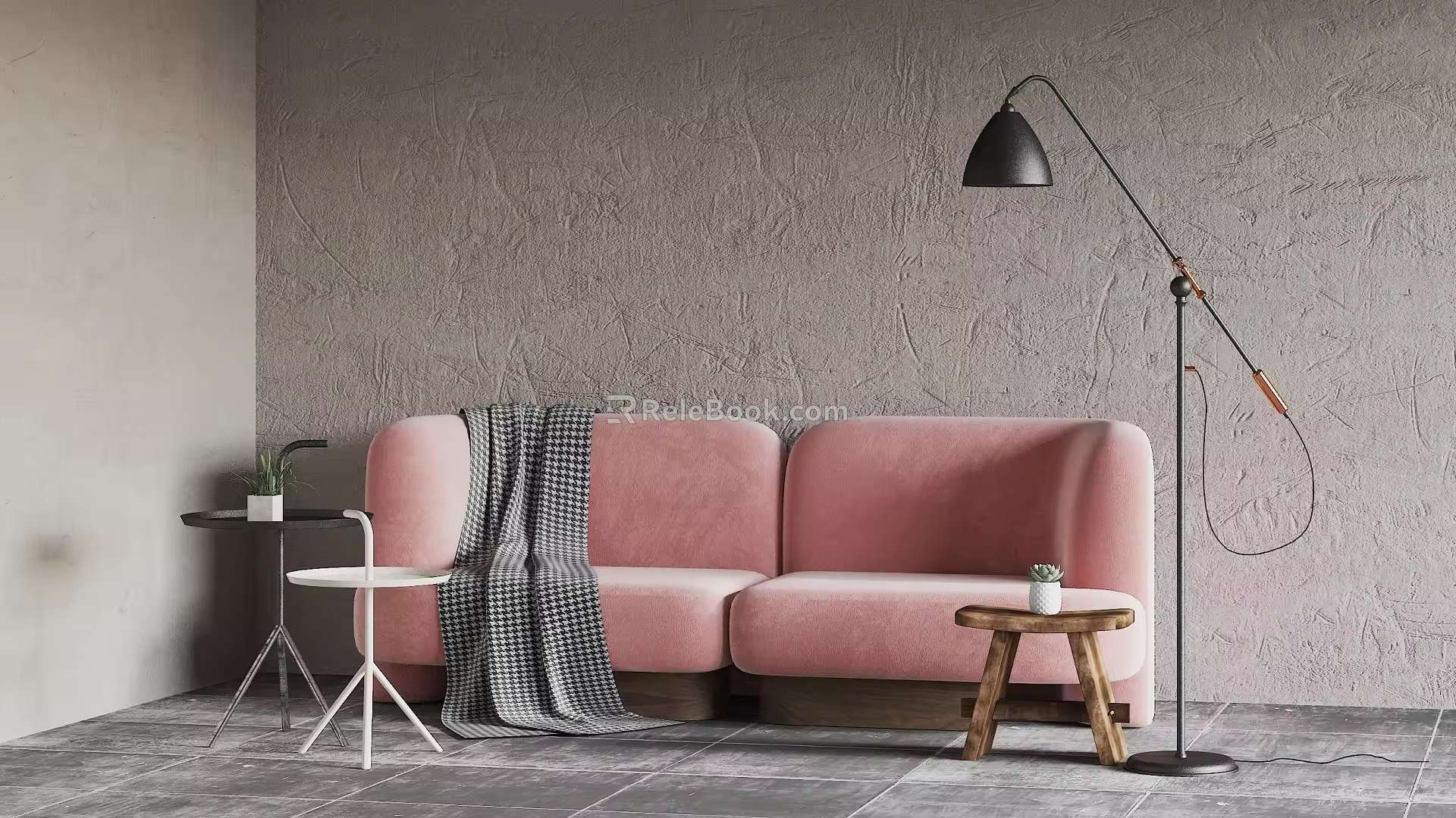 Modern double sofa combination 3d model