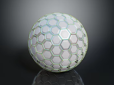 Shiny Hexagonal Pattern Sphere Featuring Geometric Design And Reflective Surface On Dark Background 3d model