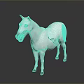 White Horse Standing Elegantly with Reflection on Gray Background in Realistic Render
