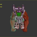 Cyborg Game Movie Character With Red Muscular Body And Mechanical Armor Design Details