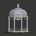 Elegant Stone Dome Pavilion With Circular Base And Intricate Carved Columns Design