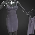 Gray Fitted Spaghetti Strap Dress On Mannequin With Hanging Garment