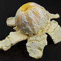 Fresh Peeled Citrus Fruit With Spread Out Peel Displayed On Black Background