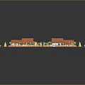 Cartoon Residential Area Scene With Orange Roof Houses Arranged Streets Green Lawns And Cars