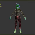 3D Character Model Wearing Black Outfit With White Bunny Ears And White Shoes