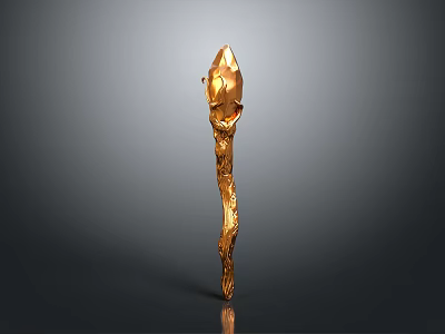 Golden Decorative Sculpture With Shiny Surface And Unique Curved Design 3d model