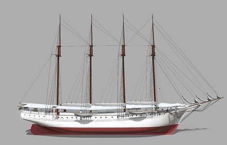 Modern Wooden Boat Sailing Beautiful Sailing 3d model