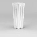 Tech Exhibition Hall Interior With Modern White Vertical Striped Display Column