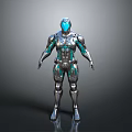 Futuristic Sci Fi Humanoid Robot With Silver Blue Glowing Armor Design 3d model