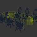 Modern Oval Conference Table With White Ergonomic Office Chairs For Meeting Room
