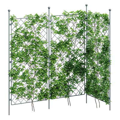 Lush Green Vines Covering Metal Grid Trellis for Garden Screening 3d model