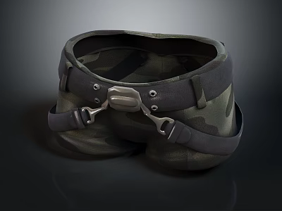 Camouflage Tactical Waist Pouch With Gray Straps And Metal Buckle Design 3d model