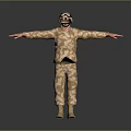 Game And Movie Character Wearing Camouflage Uniform With Helmet Goggles Standing With Outstretched Arms