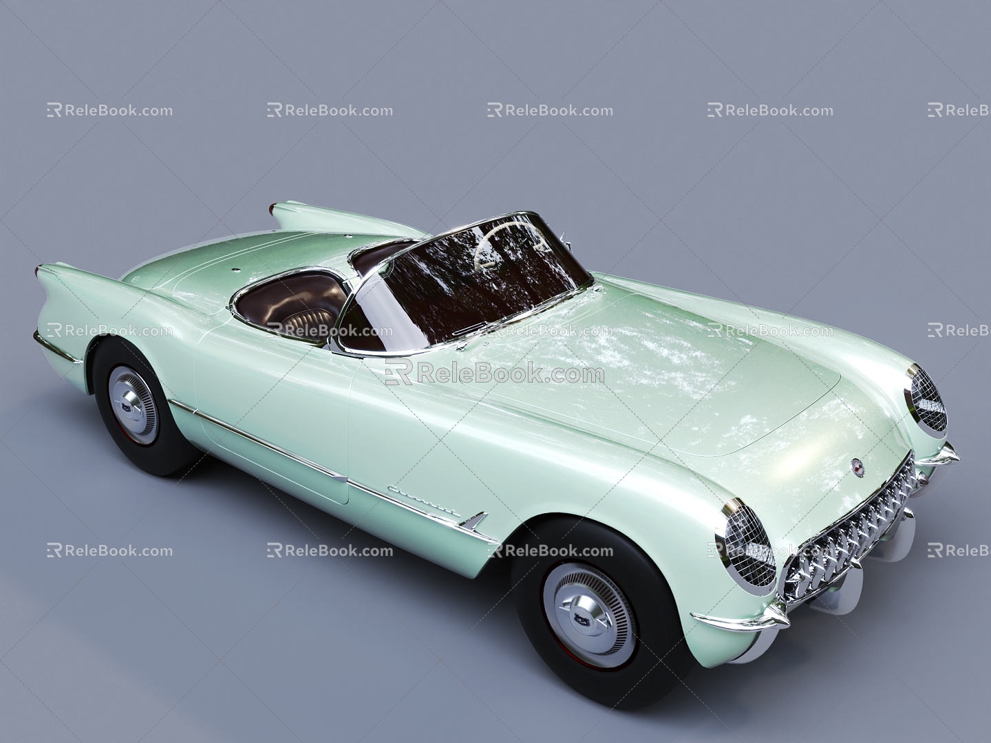 American Retro Convertible Car Muscle Car Chevrolet 3d model