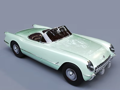 American Retro Convertible Car Muscle Car Chevrolet 3d model