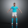 Football Player Wearing Blue Jersey White Shorts Number 2 Standing With Arms Outstretched Dark Background