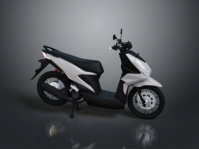 Modern White And Black Scooter With Sleek Design On Reflective Floor 3d model
