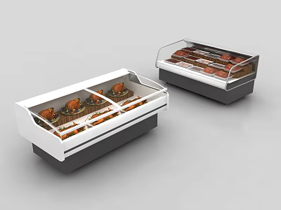 Refrigerated Display Freezers with Glass Doors for Fresh Food Display in Retail Stores 3d model