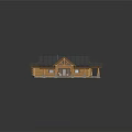 Log Cabin Exterior With Log Structure Gray Tile Roof And Stone Base Porch Columns