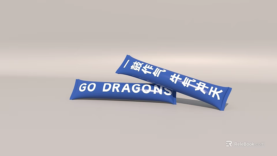 Blue Banners With GO DRAGONS Text And Chinese New Year Wishes 3d model 