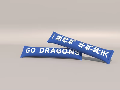 Blue Banners With GO DRAGONS Text And Chinese New Year Wishes 3d model