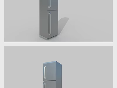 Modern Refrigerator Freezer With Sleek Gray Exterior And Double Doors In Modern Design 3d model