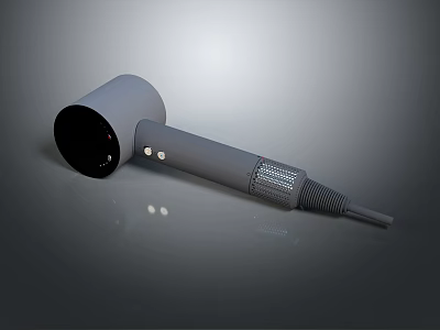 Modern Gray Hair Dryer With Sleek Handle And Control Buttons 3d model
