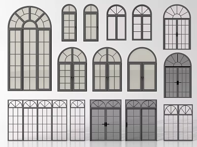 Various Styles of Windows and Doors Design Collection with Arch and Panel Details 3d model
