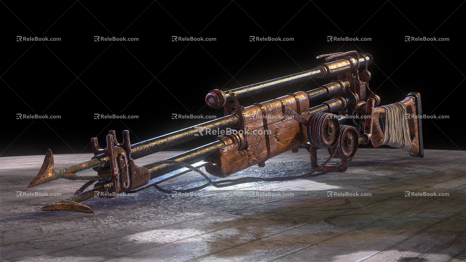 Steampunk harpoon gun model