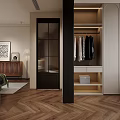 Serene Bedroom Interior Design With Green Bedspread Wooden Cabinet Chandelier Herringbone Floor And Arched Doorway