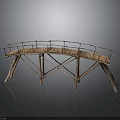 Bamboo Bridge With Arched Structure Natural Wooden Railings And Rustic Design