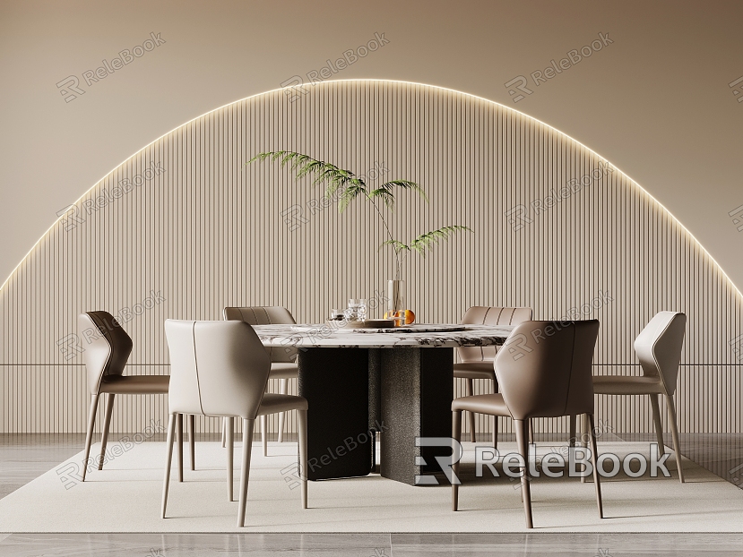 Modern Dining Table and Chair Combination Round Dining Table and Chair model