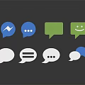Vibrant Colored Speech Bubbles With Various Icons And Different Shapes Design