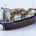 Large Cargo Container Ship Loaded With Colorful Containers Stacked On Deck 3d model