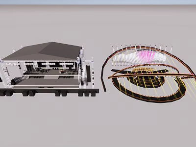 Architectural Structures Featuring Stage Canopy And Curved Decorative Design Elements 3d model
