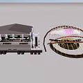 Architectural Structures Featuring Stage Canopy And Curved Decorative Design Elements