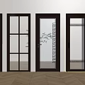 Modern Hinged Doors With Various Glass Designs And Dark Decorative Frames 3d model