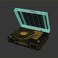 Modern Vinyl Record Player With Open Lid And Yellow Label Vinyl