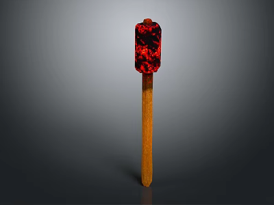 Single Red Textured Match Head On Wooden Matchstick Isolated On Dark Background 3d model