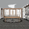 Modern Elegant Jewelry Store Interior With Glass Display Cases Chandelier And Marble Floor
