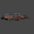 Sci Fi Spaceship Game Movie Character With Black Red Color Detailed Structure And Weaponry
