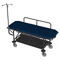 Medical Stretcher With Blue Mattress Metal Frame Wheels And IV Pole For Patient Transport