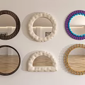 Decorative Wall Mirrors With Various Shapes And Colorful Frames On White Wall 3d model