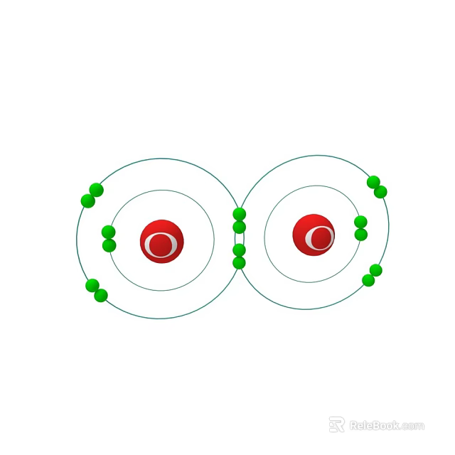 Atomic Structure Model With Two Atoms Red Nuclei And Green Electrons 3d model 