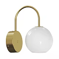 Elegant Modern Wall Light With Gold Metal Frame And White Glass Globe Shade
