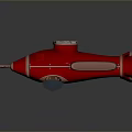Red SciFi Spacecraft With Blue Dial And Winged Structure Design 3d model