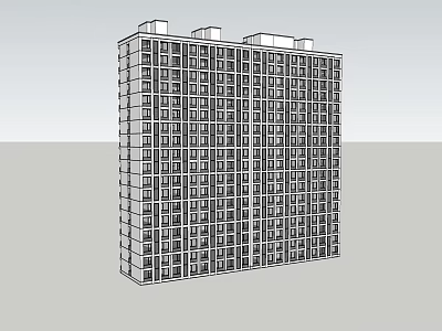 Modern Residential Building Exterior With Multiple Floors And Symmetric Window Arrangement 3d model